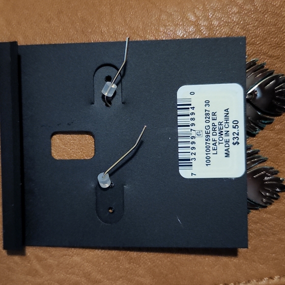 Alfani Gold-Tone Colored Palm Leaf Drop Earrings - Picture 2 of 3